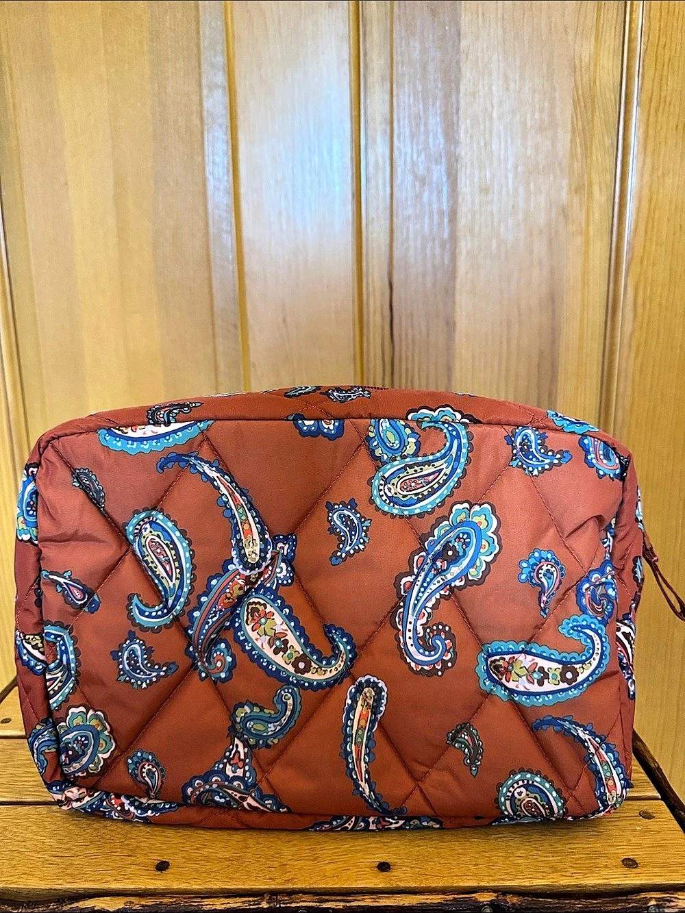 Vera Bradley Essential Medium Cosmetic Bag Rust & Turquoise